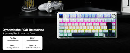ISO-DE Layout EPOMAKER X AULA F75 75% German QWERTZ Hot-Swap Gasket Wired/Bluetooth/2.4G Wireless Mechanical Keyboard Knob/RGB