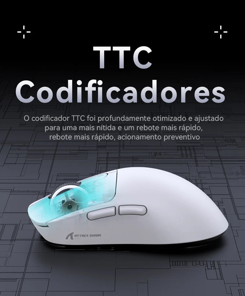 Atack Shark X3 PAW3395 Mouse Lightweight Wireless Gaming Mouse, Tri-Mode Mouse, 26K DPI PAW3395, PC/Laptop/Win/Mac