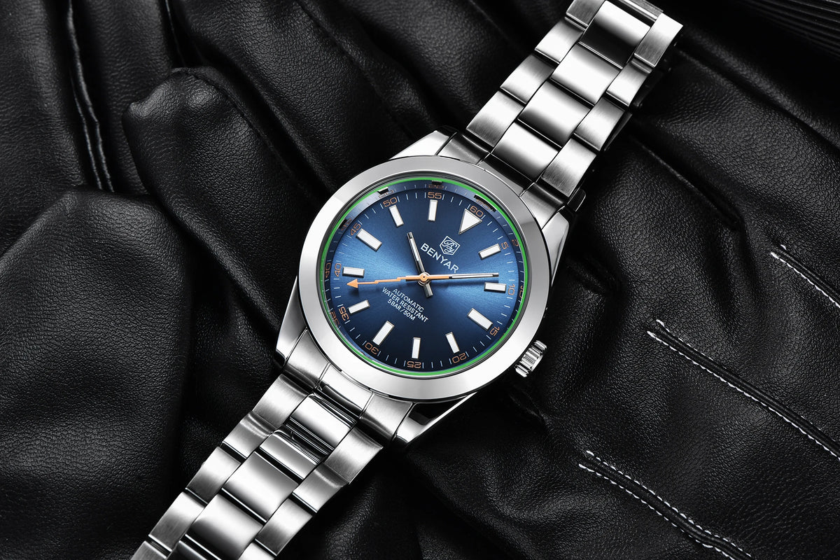 BENYAR – Nuovo orologio da uomo, marchio di lusso, orologio meccanico a carica automatica, impermeabile fino a 50 m, modello sportivo con lancette luminescenti