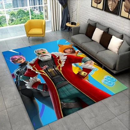Cartoon F-Fortnite Game Gamer Carpet Rug for Playroom Bedroom Living Room Sofa Home Decor, kids Area Rug Non-slip Floor Mat