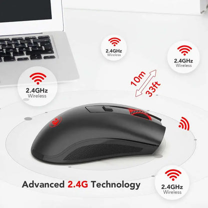 Redragon M652 optische 2.4G-Wireless-Maus mit USB-Empfänger, tragbare Gaming- und Office-Maus, 5 einstellbare DPI-Stufen