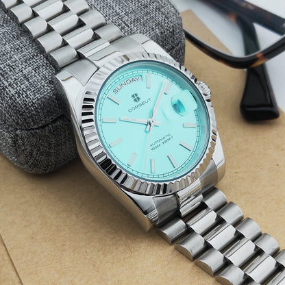 Luxury Corgeut 36MM Men Watch ST1644 Automatic Mechanical Wristwatch Sapphire Relogio Masculino 10BAR Day Swim dress Watches