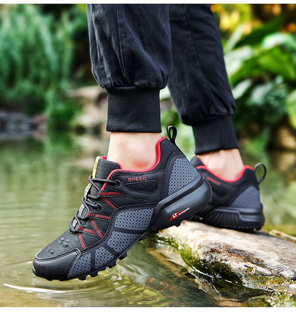 Herenwandelschoenen voor alle terreinen – outdoor sportschoenen van ademend mesh, antislip en slijtvast, voor wandelen en fietsen outdoor