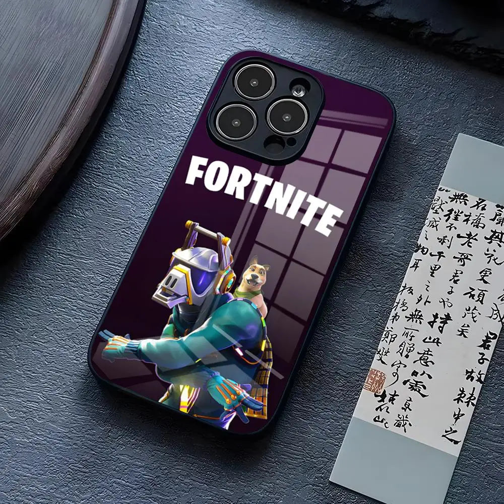 B-Battle-R-Royales-F-FortniteS Handyhülle für iPhone 17 Pro Max 15 Pro 14 12 11 13 Mini X XR XS 16 Plus SE Glas-Cover