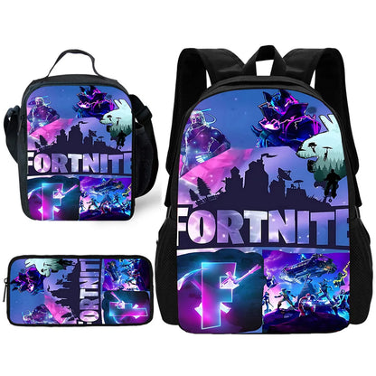 Child School Backpack with Lunch Bags ,Pencil Bags ,Hot Game Design-F-FortniteS School Bags for Boys Girls Best Gift