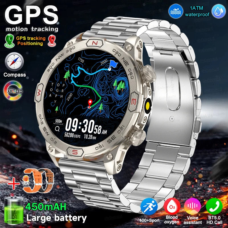 Men Fashion Outdoor Sport GPS Smart Watch Men AMOLED HD Screen Heart rate Waterproof Sport Smartwatch Man Smart Bracelet clock