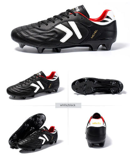 KELME FG Soccer Shoes Original Cow-Skin Sneakers Men Professional Grass Non-Slip Sports Training Football Boots ZX80011018