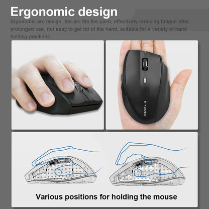 E-YOOSO E-1010 Ratón gaming inalámbrico USB 2.4G, óptico 2400 DPI, ergonómico para oficina, portátil y PC