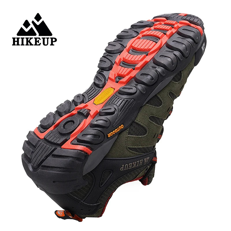 HIKEUP-Chaussures de randonnée en cuir suédé pour homme, baskets d'extérieur résistantes à l'usure, trekking, marche, chasse