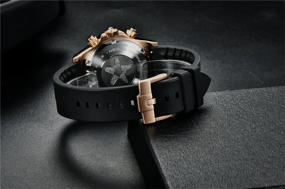 PAGANI DESIGN V2 40MM Reloj de cuarzo para hombre con esfera de meteorito, cristal de zafiro, cronógrafo retro y resistente al agua