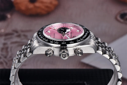 PAGANI DESIGN Men Watches 2026 New Pink BB Panda Dial Chronograph Fashion Luxury Quartz Watch For Men VK64 Movt Waterproof Watch