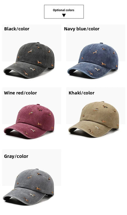 New puppy retro spring and autumn fashion washed Auteng soft top baseball cap, street worn new duckbill hat with embroidery