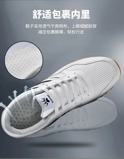 Autumn Sports Shoes Men's Flat Running White Durable Classic Casual Shoes Low Cut Trendy  Fashionable Hiking and Walking Shoes