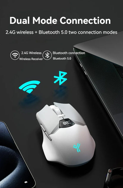 2.4G Bluetooth vezeték nélküli egér kijelzővel, 600mAh nagy kapacitású akkumulátorral, halk gombokkal játékhoz és irodai használatra