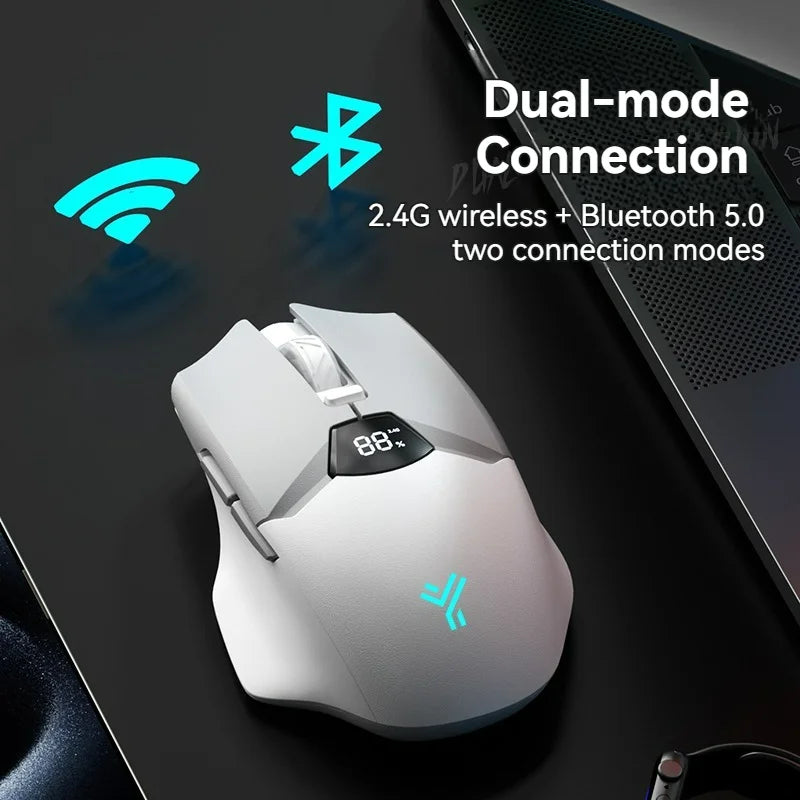2.4G Bluetooth vezeték nélküli egér kijelzővel, 600mAh nagy kapacitású akkumulátorral, halk gombokkal játékhoz és irodai használatra
