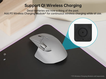 Rapoo MT760L/MT760M multimode genopladelig trådløs mus, ergonomisk, 4000 DPI, understøtter op til 4 enheder, Bluetooth-mus