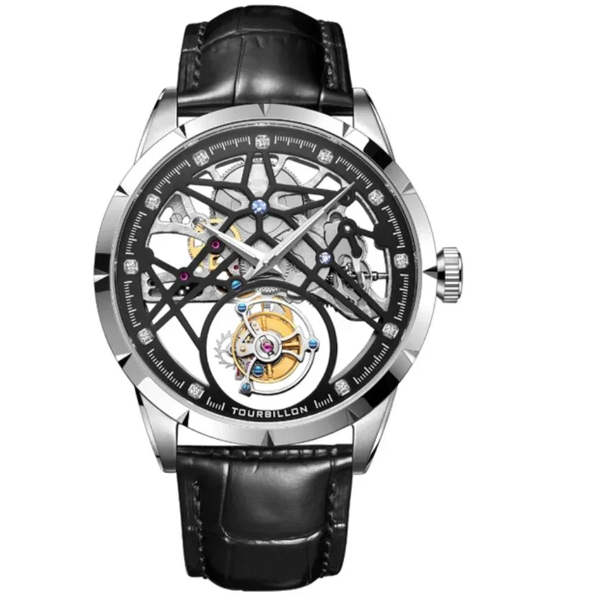 JINLERY Fashion Real Tourbillon Watch Man Luxury Skeleton Watches for Men Wristwatch Male Clock New  Gifts Relogio Masculino2025