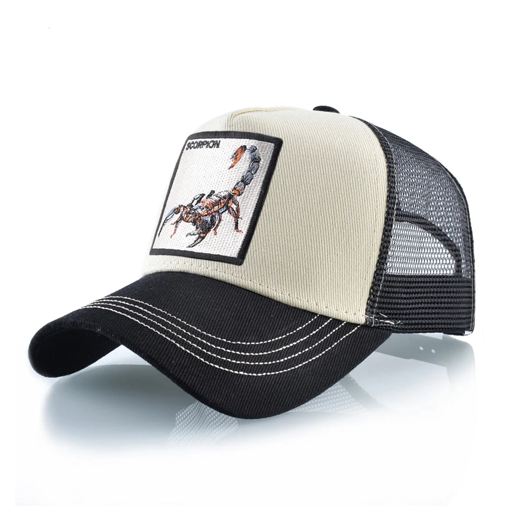 Cappellino da baseball unisex con toppa ricamata a forma di scorpione - Cappellino da baseball da uomo - Cappellino da donna con chiusura a scatto - Cappellino hip hop - Cappellino da esterno traspirante con visiera
