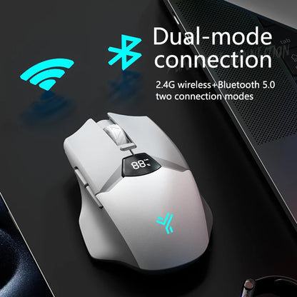 Warvank SX01 trådlös gamingmus med smart skärm, DPI-justering i 6 steg, 600mAh uppladdningsbar tyst Bluetooth-mus för kontor