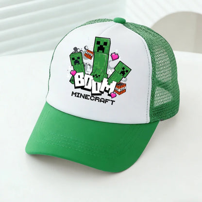 Baseballové čiapky s sieťovinou s motívmi z hry Minecraft, kreslené postavičky, pre dospelých a deti, športové čiapky, pre chlapcov a dievčatá, letné vonkajšie čiapky s klobúkom proti slnku, darček