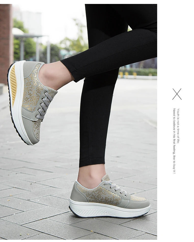 Damen-Leder-Sneaker, lässig, modisch und bequem – Plateau-Walking-Schuhe, Keilabsatz-Mokassins, atmungsaktive Loafer, Damenschuhe