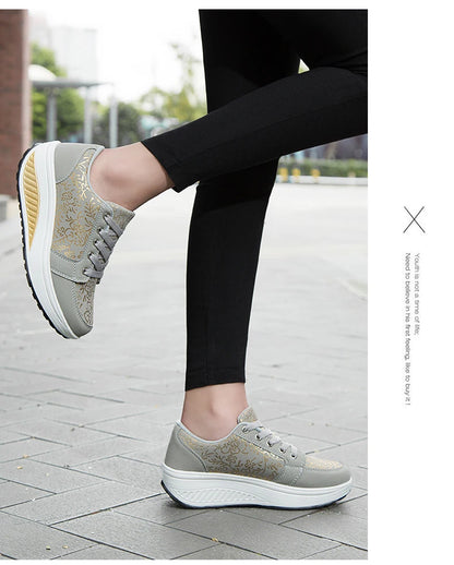 Damen-Leder-Sneaker, lässig, modisch und bequem – Plateau-Walking-Schuhe, Keilabsatz-Mokassins, atmungsaktive Loafer, Damenschuhe