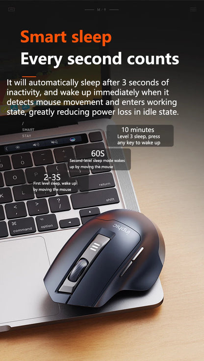 Mouse da ufficio silenzioso INPHIC con display del livello batteria, 2400DPI, wireless, adatto a computer desktop e laptop