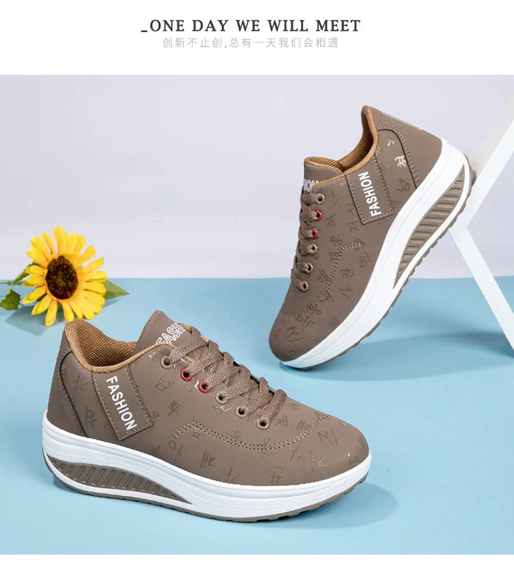 Women Outdoor Thick Bottom Swinging Casual Shoes Fashion Platform Large 42 Flat Bottom Walking Sports Shoes Walking and Running