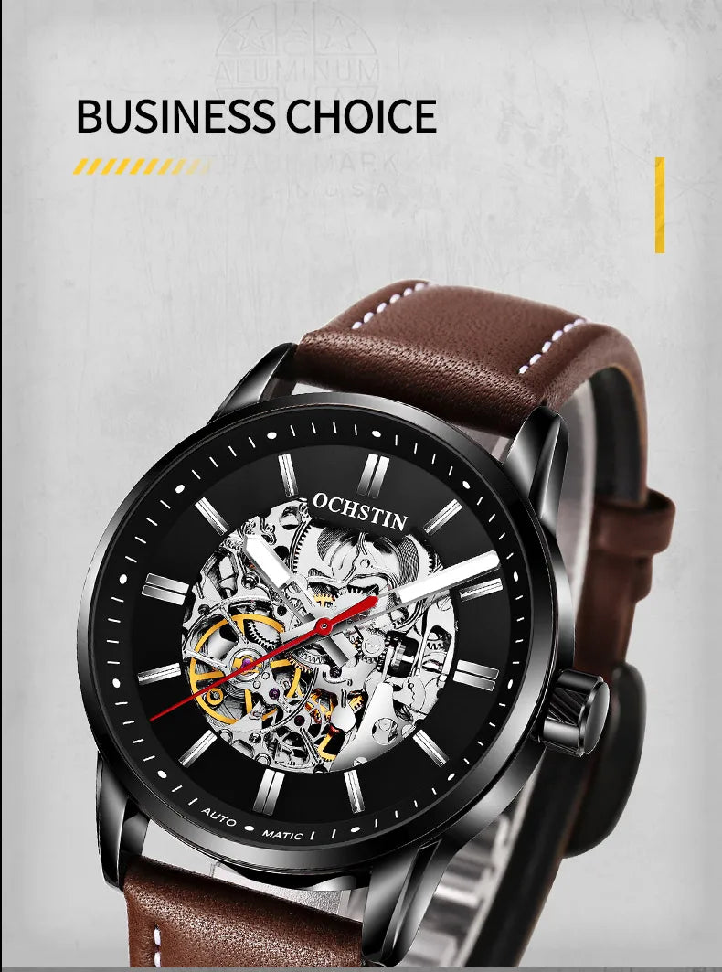OCHSTIN Automatic Mens Watches Top Brand Luxury Royal Luminous Skeleton Waterproof Mechanical Fashion Male Clock Gifts for Men