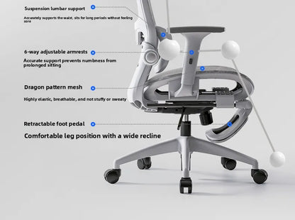 Multifunkčná kancelárska stolička, počítačová stolička, polohovateľné kreslo, ergonomická stolička na oddych, otočná e-športová stolička