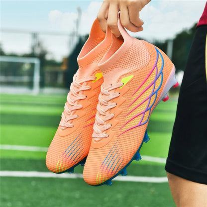 Botas de futebol Superfly FG para exterior, sapatilhas de futebol pretas com pitons, calçado desportivo profissional macio, respirável e confortável, tamanhos grandes