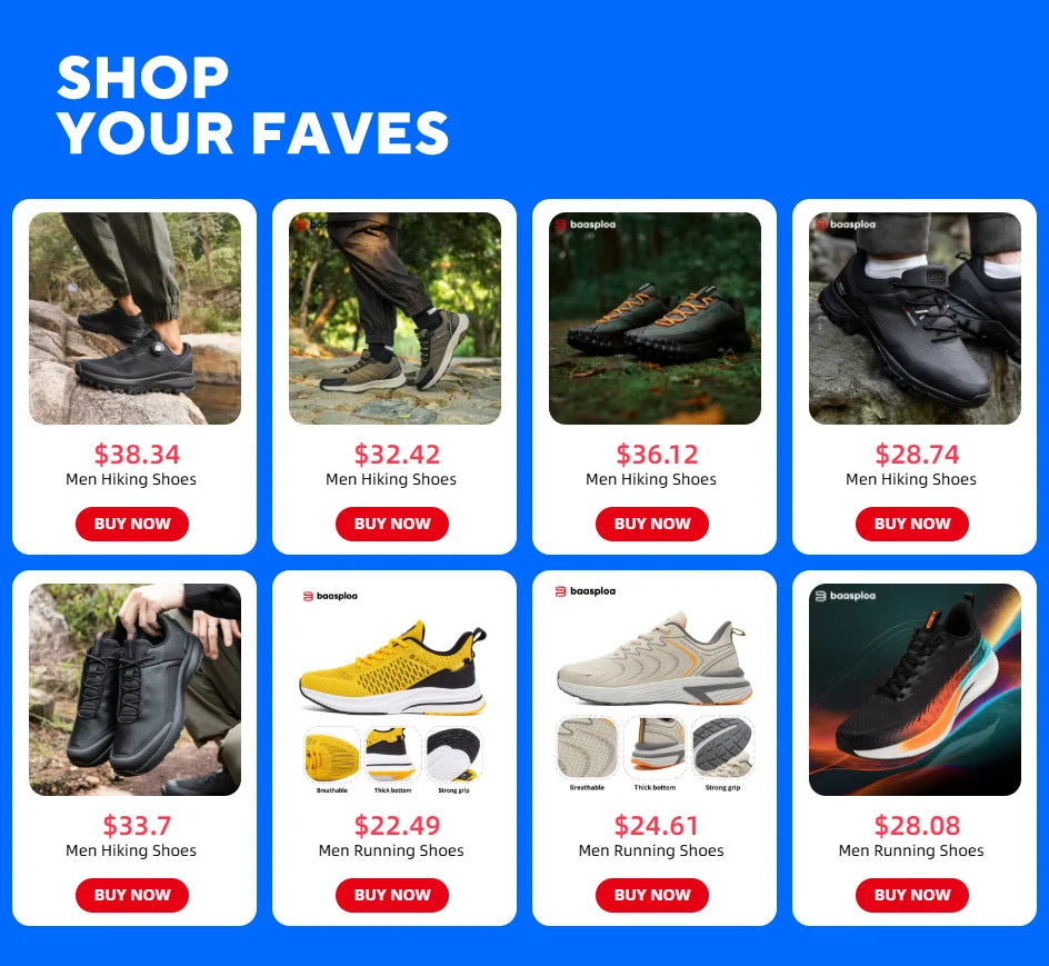 Scarpe da trekking da uomo Baasploa, alta qualità, comode, morbide e impermeabili, sneakers maschili resistenti e antiscivolo per outdoor e arrampicata