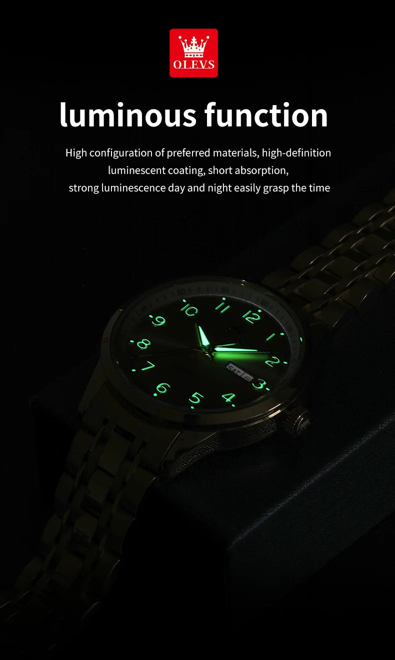 OLEVS Original Men's Fully Automatic Mechanical Watch Stainless Steel Calendar Week Men's Luminous Waterproof Business Watch