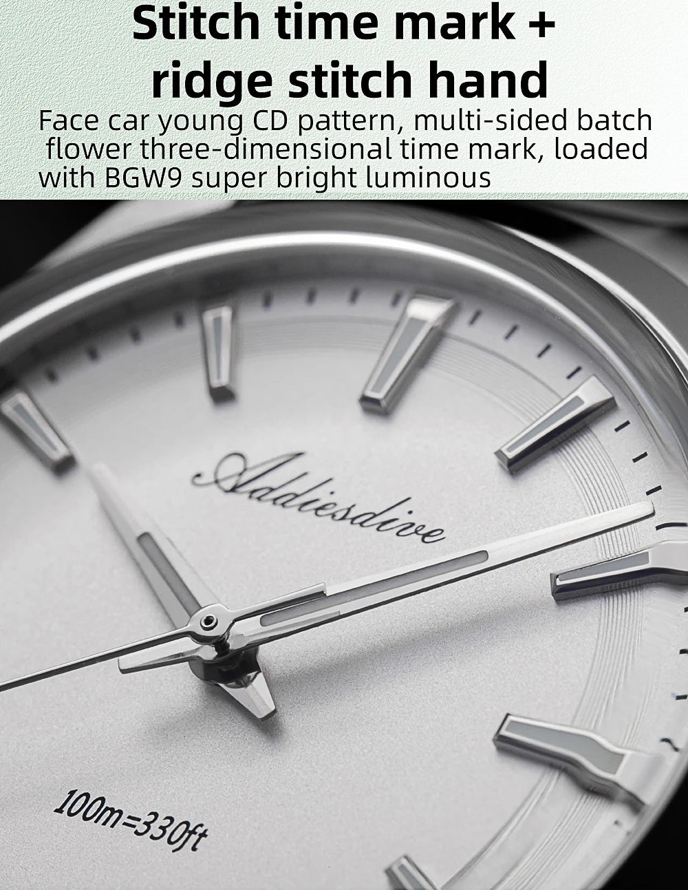 ADDIESDIVE AD2066 Men's Luxury Watch VH31 10Bar Waterproof BGW9 Super Luminous 316L Stainless Steel Reloj Hombre Quartz Watches