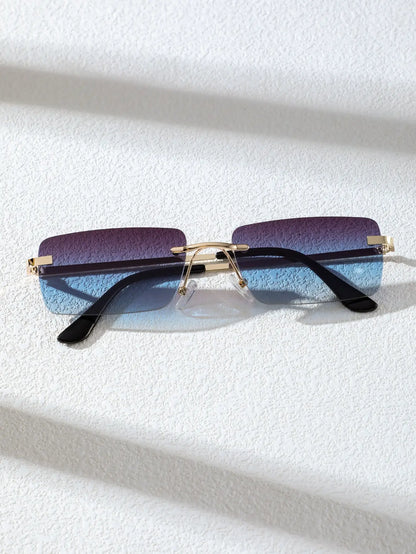 1/2PCS Unisex Metal Square Frame Fashio Rimless Sunglasses For Outdoor Beach Party