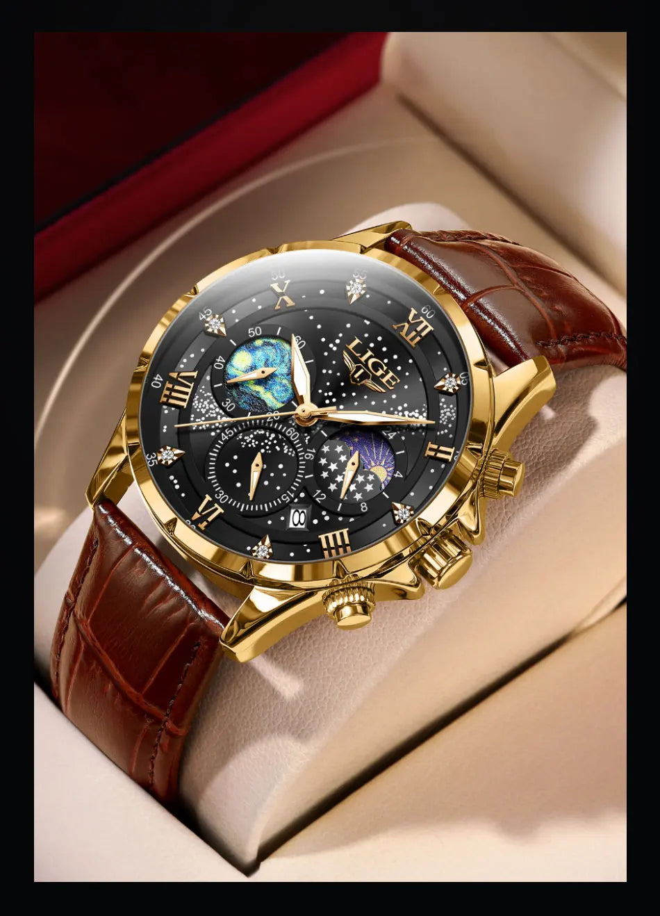 New LIGE Watches Mens Top Brand Luxury Casual Leather Quartz Men's Watch Business Clock Male Sports Waterproof Date Chronograph