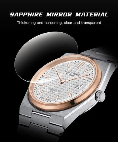 SPECHT&SOHNE New 37MM Men's Watches Luxury Automatic Watch For Men Rose Gold Stainless Steel Mechanical Wristwatch Waterproof