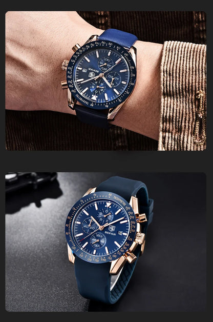 Ceas pentru bărbați BENYAR 5140, ceas sport casual, ceas de lux cu cuarț rezistent la apă, cronograf militar de marcă de lux.
