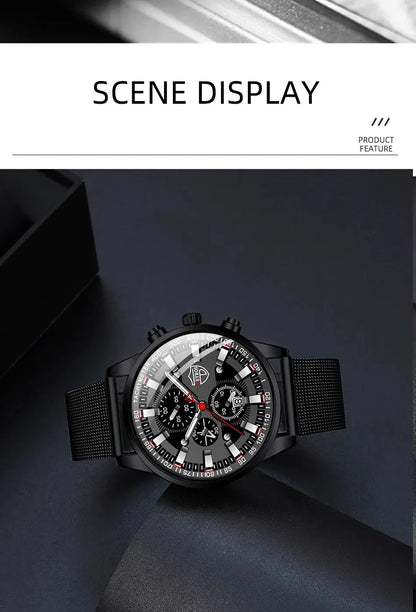 DEYROS Luxury Mens Business Quartz Wristwatch Calendar Fashion Men Casual Sports Watch for Men Gift