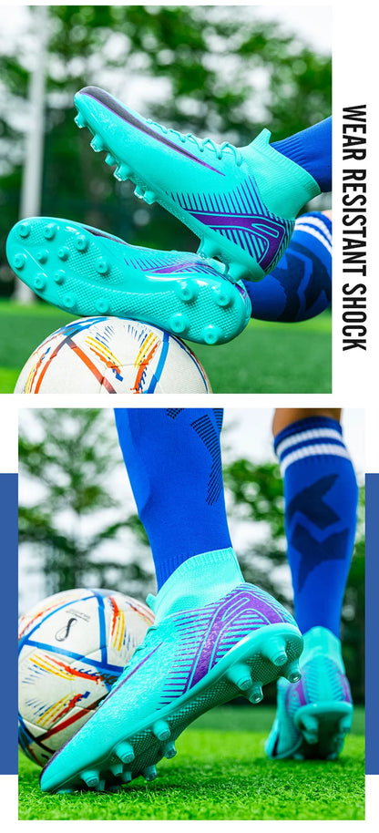 High Top Football Boots Men's Large Size 47 Training Sports AG Long Nail TF Broken Nail Ball Shoes Net Lining Rubber Outsole