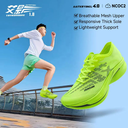 IRUNSVAN Chaussures de sport à semelle en carbone Chaussures de course à pied professionnelles pour marathon Chaussures de jogging respirantes et amortissantes unisexe 095