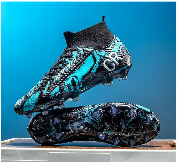 Unisex Teen Low Top Football Shoes Lightweight Elastic Sole Anti Slip Short Spikes Lawn Field Match Training Sneakers