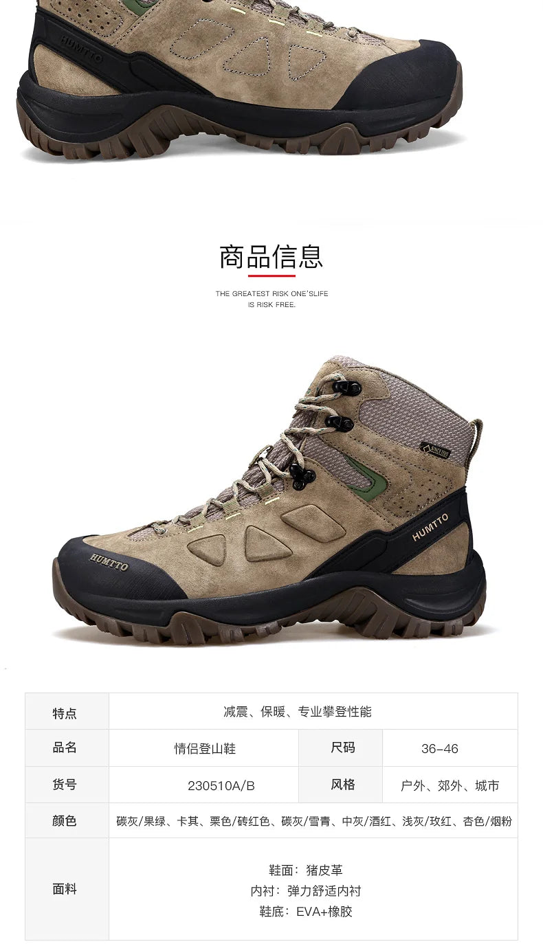 HUMTTO Sapatilhas de Caminhada Impermeáveis para Homem, Botas de Caça Táticas de Deserto, Botas de Trekking pelo Tornozelo para Homem e Mulher, Quentes em Couro