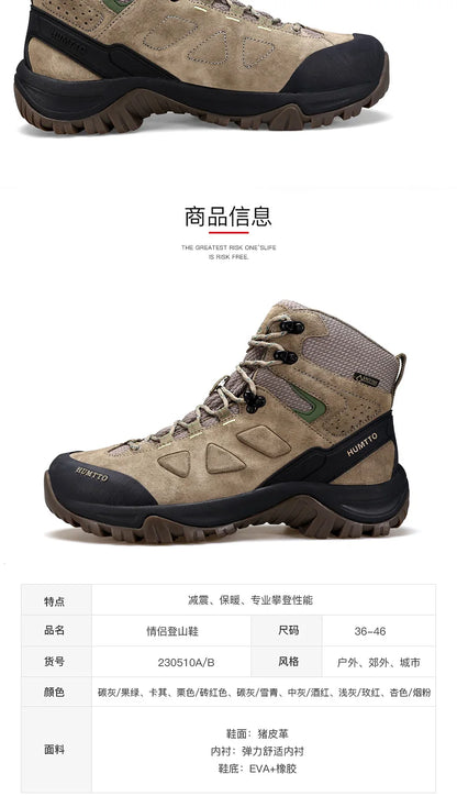 HUMTTO Sapatilhas de Caminhada Impermeáveis para Homem, Botas de Caça Táticas de Deserto, Botas de Trekking pelo Tornozelo para Homem e Mulher, Quentes em Couro