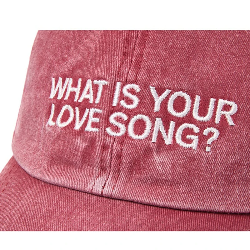 Kpop "What Is Your Love Song" Same Knitted Embroidery Caps,Tour Concert Cap Outdoor Retro Washed Baseball Caps for Women Men