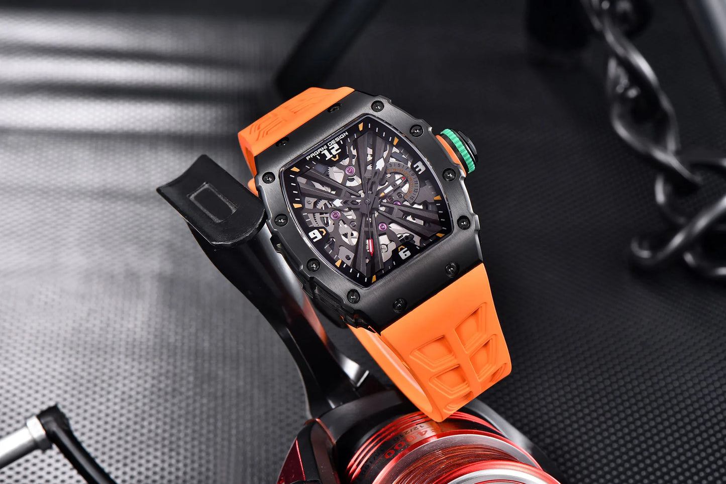 PAGANI DESIGN PD1738 Men Quartz Watches 42MM VH65 Black Case Sapphire Stainless Steel 50M Waterproof Wristwatch Watch for Men