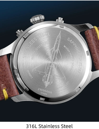 Zegarek kwarcowy męski YELANG V1029S 42mm, mechanizm Japan OS10, luminescencja T100, wodoodporność 100M, sportowy styl militarny, szafir