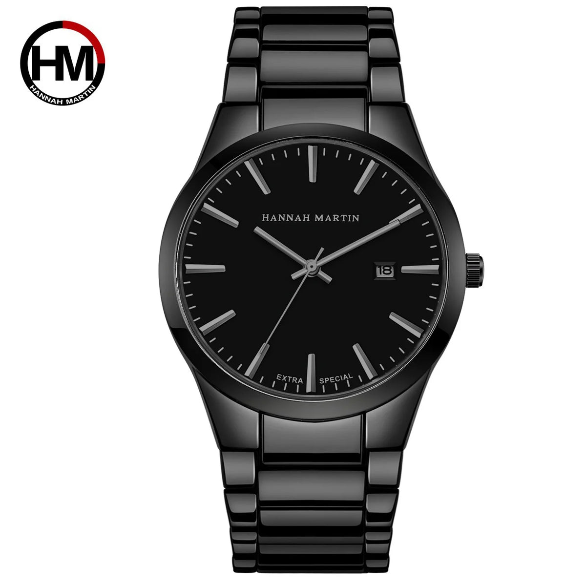Hannah Martin -miestenkello, ruostumattomasta teräksestä valmistettu kotelo, kvartsikoneisto, 41 mm:n kellotaulu, ammattimainen tyyli, kalenterinäyttö (jäljitelmä)