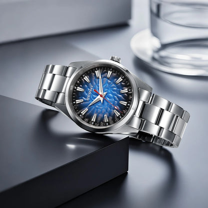 Relógio de homem BERNY – Relógio de quartzo, vidro de safira, ponteiros luminescentes, resistente à água até 10 ATM, inteiramente em aço inoxidável – Estilo elegante e descontraído, ideal para o dia a dia ou para ocasiões profissionais