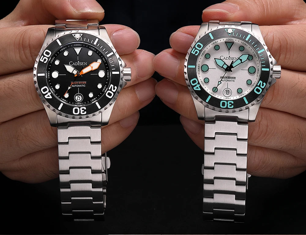 NEW 2026 CADISEN AQUA DIVER Brand Luxury Men Watches Automatic Watch Japan 8215 100M Waterproof Luminous Mechanical Wristwatch